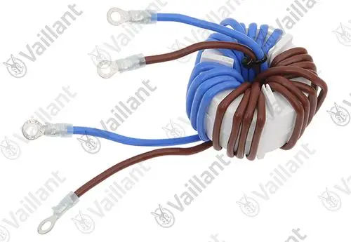 Vaillant Kabelbaum mit mehreren Drähten in Blau und Braun, verbunden an einer runden Basis. Anschlüsse sind als Ringösen ausgeführt.